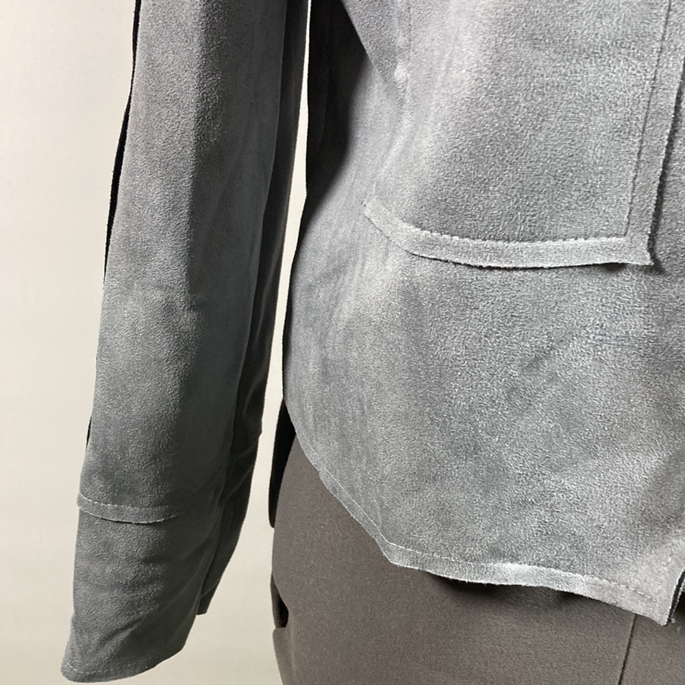 Zeagoo Cropped Faux Suede Open Front Raw Seams Jacket Size M New With Tag - Picture 3 of 11